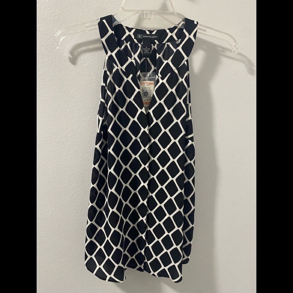 INC International Concepts new GEO PRINT short sleeve blouse